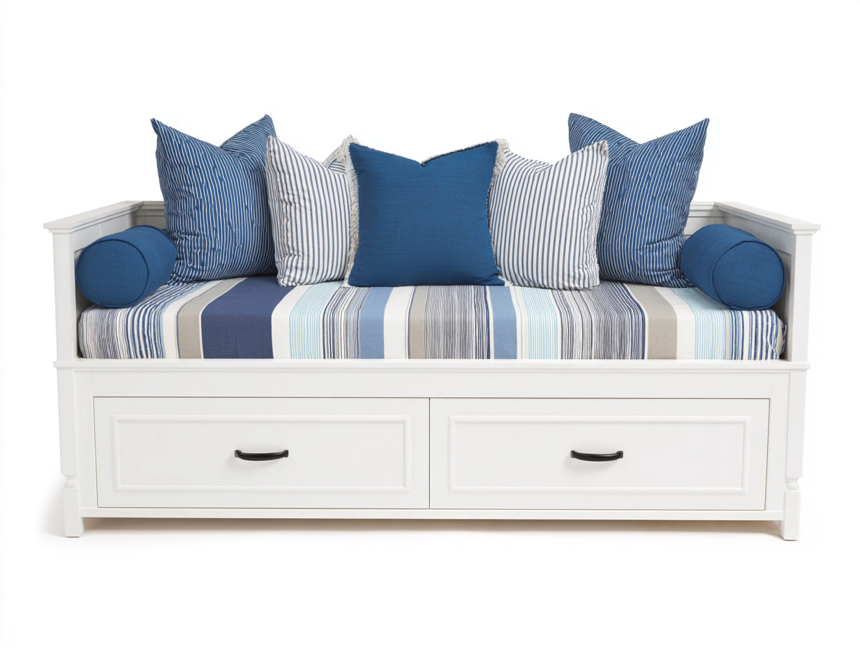 Canapé lit - Bois - Textile - 210 x 100 x 90 cm - Blanc - Style contemporain