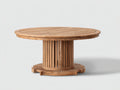 Table de jardin - Bois massif - 124 x 124 x 75cm - Naturel vieilli - Style artisanal à base sculptée