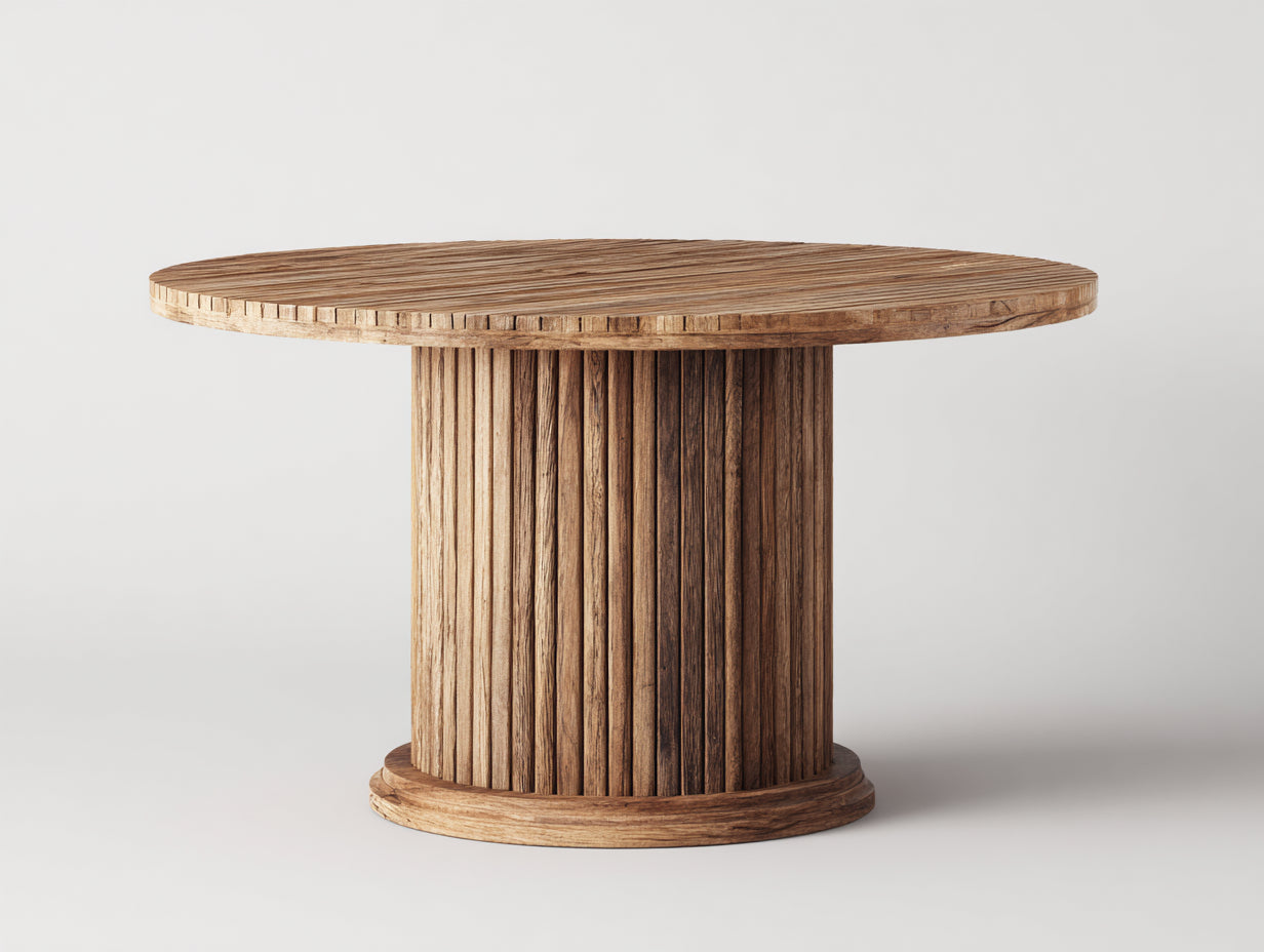 Table de jardin - Bois massif - 130 x 130 x 76cm - Brun naturel - Style contemporain massif