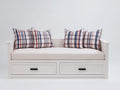 Canapé lit - Bois - Textile - 205 x 96 x 82 cm - Blanc - Style contemporain