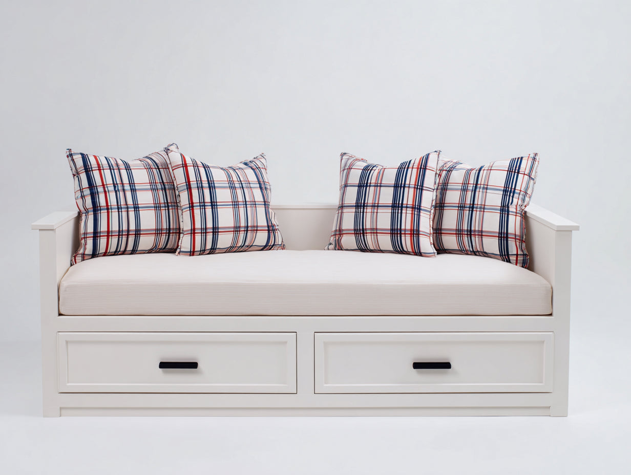 Canapé lit - Bois - Textile - 205 x 96 x 82 cm - Blanc - Style contemporain