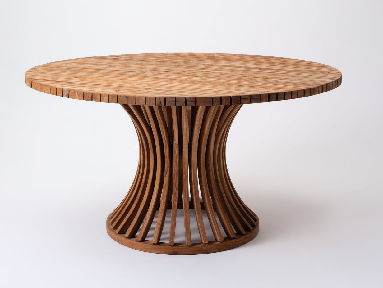 Table de jardin - Bois massif - 128 x 128 x 76cm - Miel - Style contemporain en sablier