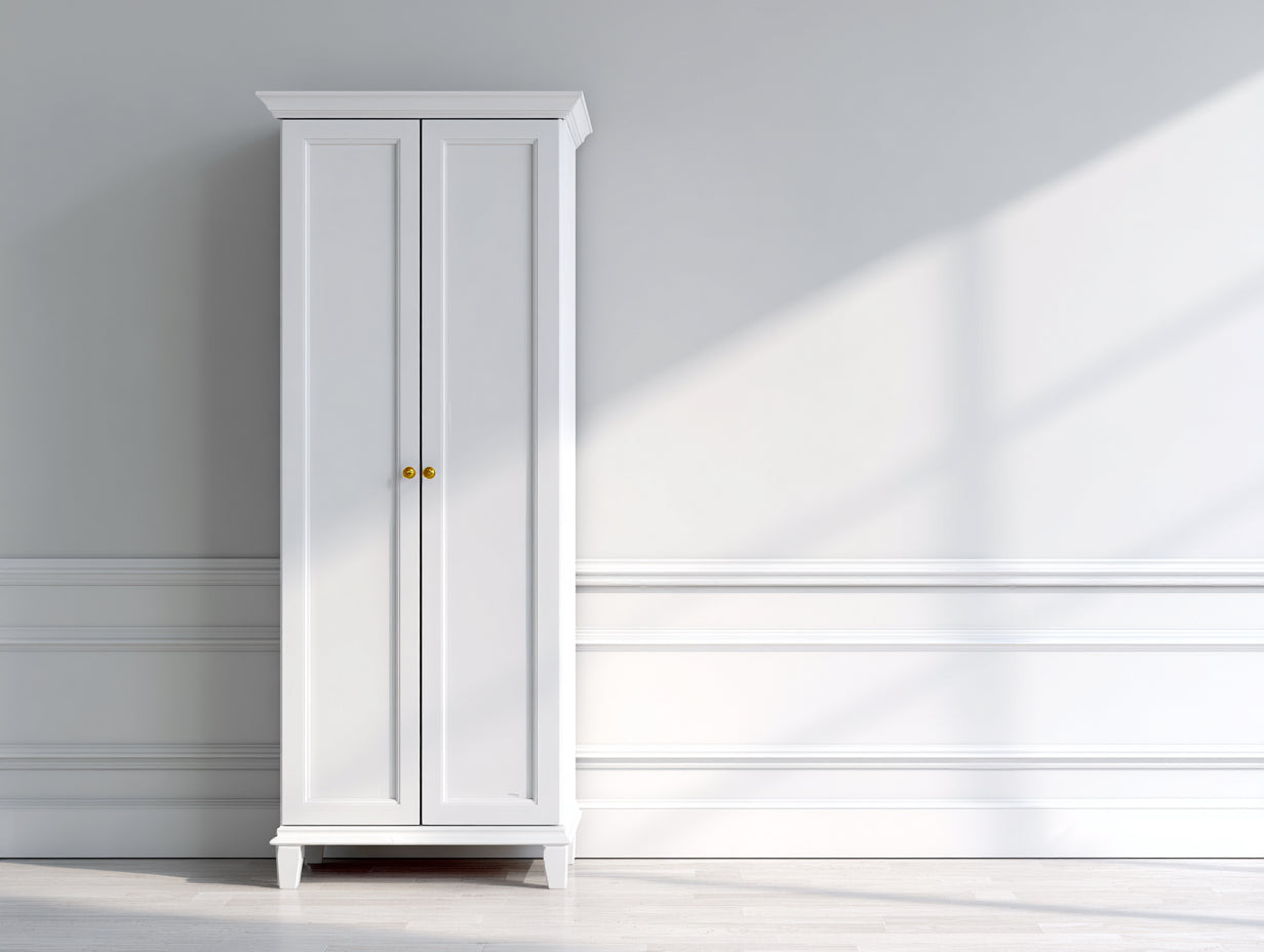 Armoire - Panneaux de bois - 75 x 50 x 190 cm - Blanc - Style classique