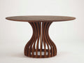Table de jardin - Bois massif - 126 x 126 x 75cm - Brun noyer - Style sculptural courbé