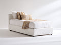 Lit simple - Cuir synthétique - 210 x 105 x 100 cm - Blanc - Style minimaliste