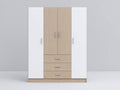 Armoire - Panneaux de bois - 160 x 55 x 190 cm - Blanc-Bois clair - Style moderne