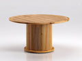 Table de jardin - Bois massif - 130 x 130 x 75cm - Naturel - Style contemporain cannelé