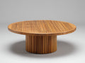 Table de jardin - Bois massif - 122 x 122 x 74cm - Miel - Style contemporain cannelé