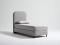 Lit simple - Tissu-Métal - 210 x 105 x 120 cm - Gris clair-Noir - Style minimaliste