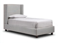Lit simple - Tissu-Bois - 215 x 105 x 135 cm - Gris clair-Marron foncé - Style contemporain