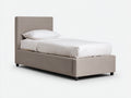 Lit simple - Tissu-Métal - 210 x 105 x 110 cm - Beige taupe-Noir - Style minimaliste