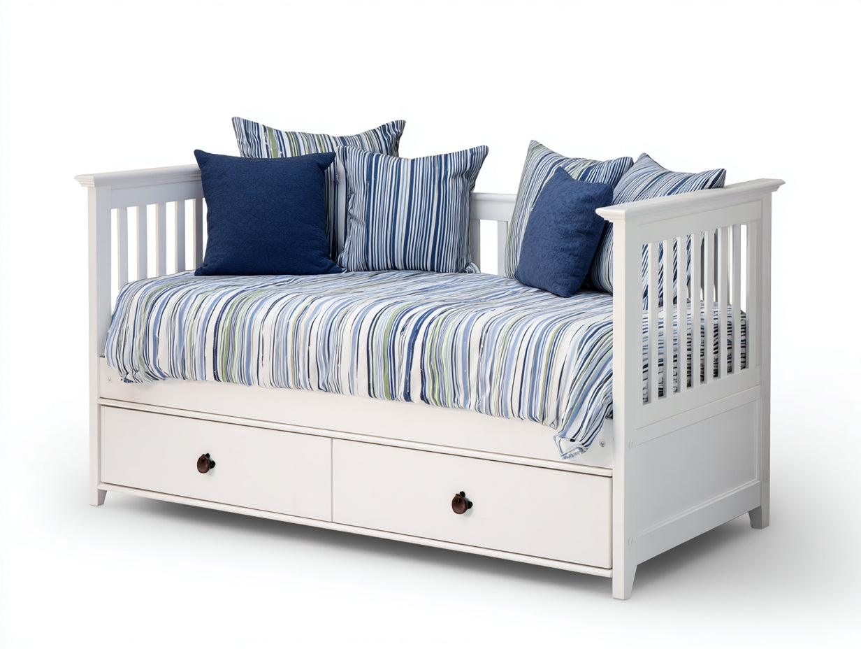 Canapé lit - Bois - Textile - 215 x 100 x 92 cm - Blanc - Style classique
