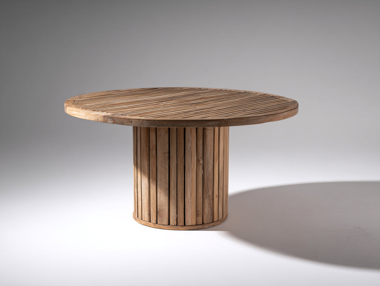 Table de jardin - Bois massif - 126 x 126 x 75cm - Naturel vieilli - Style rustique contemporain