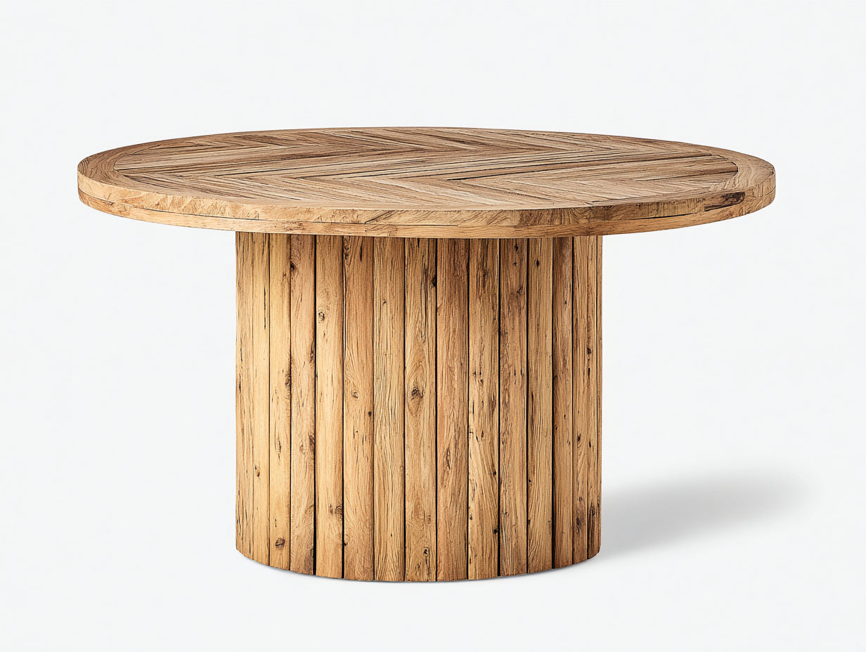 Table de jardin - Bois massif - 132 x 132 x 76cm - Naturel rustique - Style contemporain massif