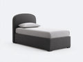 Lit simple - Tissu - 210 x 105 x 115 cm - Gris foncé - Style contemporain