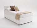 Lit simple - Cuir synthétique - 210 x 100 x 105 cm - Blanc - Style contemporain
